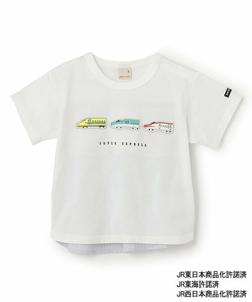 petit main / プティマイン Tシャツ | 【新幹線】アソートワッペン半袖Tシャツ（オフ ホワイト）