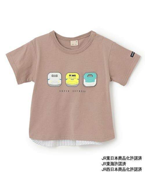 petit main / プティマイン Tシャツ | 【新幹線】アソートワッペン半袖Tシャツ（モカ茶）