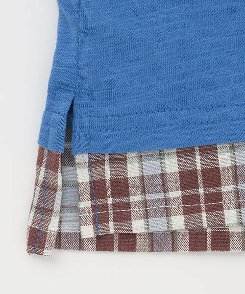 petit main / プティマイン Tシャツ | 【新幹線】裾チェックアップリケ半袖Tシャツ | 詳細11