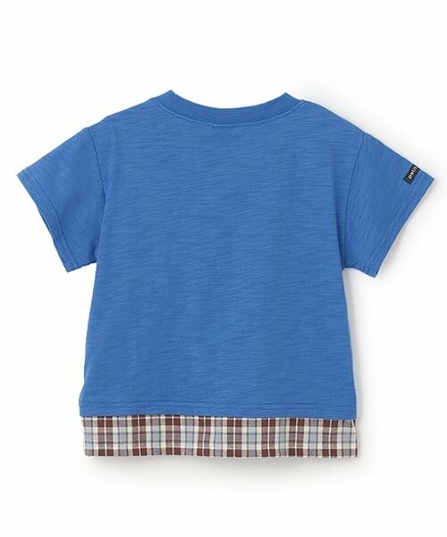 petit main / プティマイン Tシャツ | 【新幹線】裾チェックアップリケ半袖Tシャツ | 詳細4