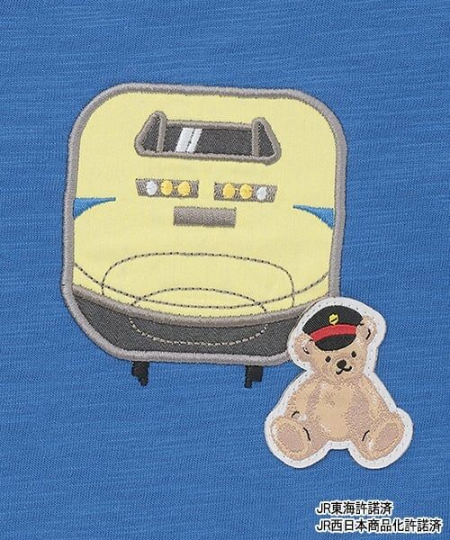 petit main / プティマイン Tシャツ | 【新幹線】裾チェックアップリケ半袖Tシャツ | 詳細7