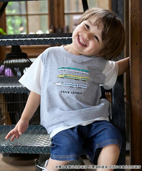 petit main / プティマイン Tシャツ | 【新幹線】袖配色半袖Tシャツ | 詳細3