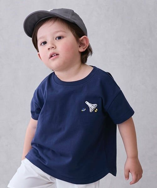 petit main / プティマイン Tシャツ | 【GOODPRICE冷感/WEB限定価格】刺しゅう半袖Tシャツ（紺）