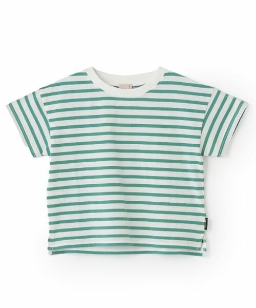 petit main / プティマイン Tシャツ | 【GOODPRICE冷感】ボーダー半袖Tシャツ（グリーン）