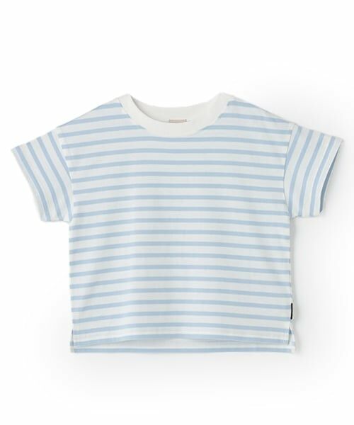 petit main / プティマイン Tシャツ | 【GOODPRICE冷感】ボーダー半袖Tシャツ（ライト ブルー）