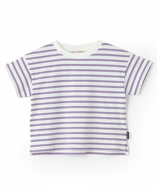 petit main / プティマイン Tシャツ | 【GOODPRICE冷感】ボーダー半袖Tシャツ（パープル）