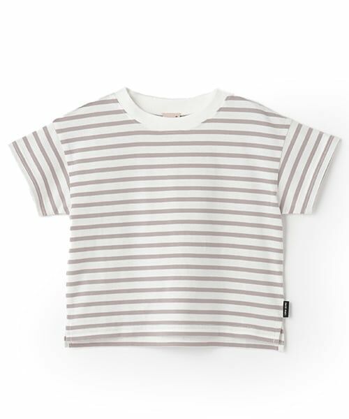petit main / プティマイン Tシャツ | 【GOODPRICE冷感】ボーダー半袖Tシャツ（グレー）
