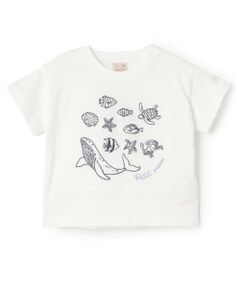 petit main / プティマイン Tシャツ | 【接触冷感】海刺しゅう半袖Tシャツ(キッズサイズ)