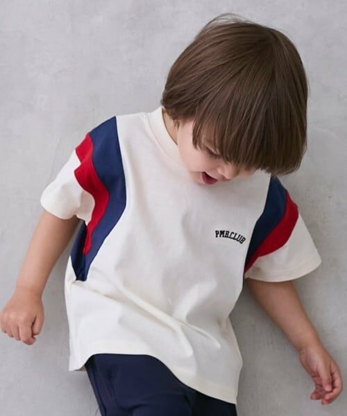 petit main / プティマイン Tシャツ | 【接触冷感】袖ライン配色半袖Tシャツ | 詳細1