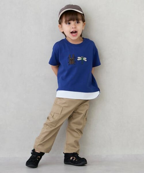 petit main / プティマイン Tシャツ | ブロックプリント半袖Tシャツ | 詳細3