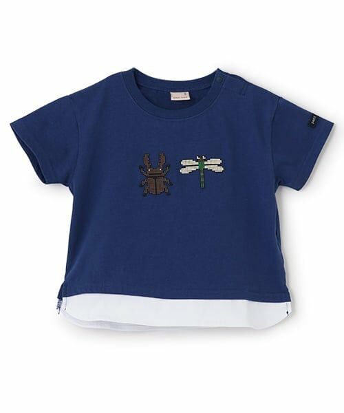 petit main / プティマイン Tシャツ | ブロックプリント半袖Tシャツ | 詳細4