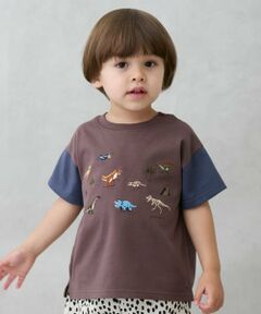 petit main / プティマイン Tシャツ | 恐竜刺しゅう半袖Tシャツ