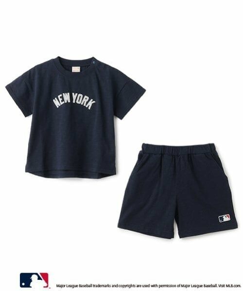 petit main / プティマイン ミニ丈・ひざ丈ワンピース | 【MLB】カットソーセットアップ（紺）