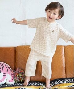 petit main / プティマイン ルームウェア | 【リンク】くま刺しゅうWガーゼパジャマ(キッズ)