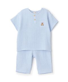 petit main / プティマイン ルームウェア | 【リンク】くま刺しゅうWガーゼパジャマ(キッズ)