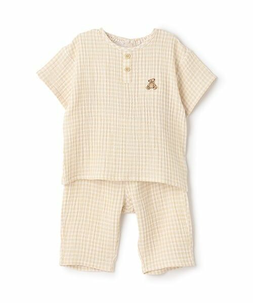 petit main / プティマイン ルームウェア | 【リンク】くま刺しゅうWガーゼパジャマ(キッズ) | 詳細14