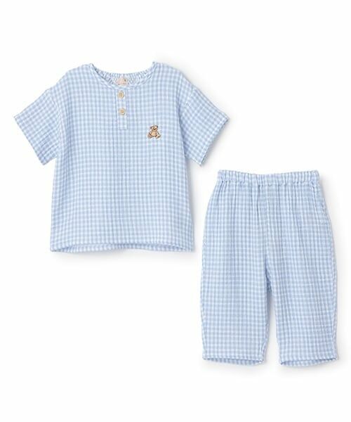 petit main / プティマイン ルームウェア | 【リンク】くま刺しゅうWガーゼパジャマ(キッズ) | 詳細4