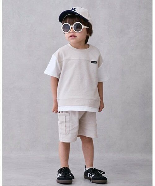 petit main / プティマイン ミニ丈・ひざ丈ワンピース | 【接触冷感】ドッキングカットセットアップ（薄ベージュ）