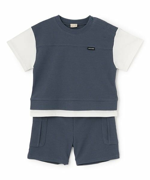 petit main / プティマイン ミニ丈・ひざ丈ワンピース | 【接触冷感】ドッキングカットセットアップ（ブルー）