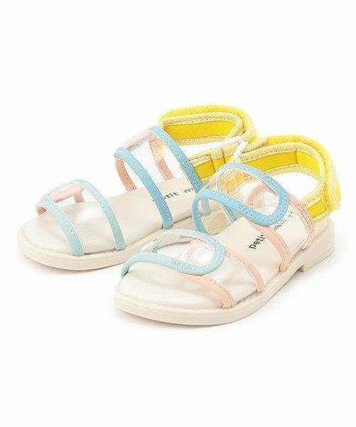 petit main / プティマイン サンダル | 配色クリアサンダル（クリーム）