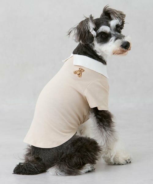 petit main / プティマイン ペットグッズ | 【DOG】【接触冷感】ポロ衿配色Tシャツ（薄ベージュ）