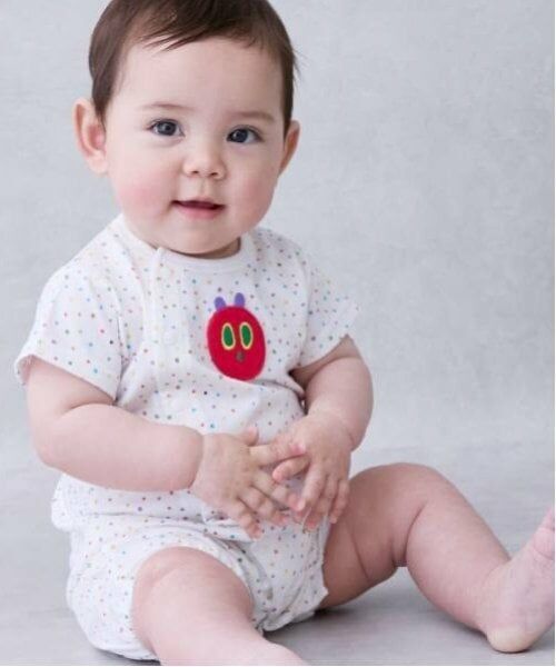 petit main / プティマイン ロンパース | 【はらぺこあおむし】総柄2WAYオール（アイボリー）