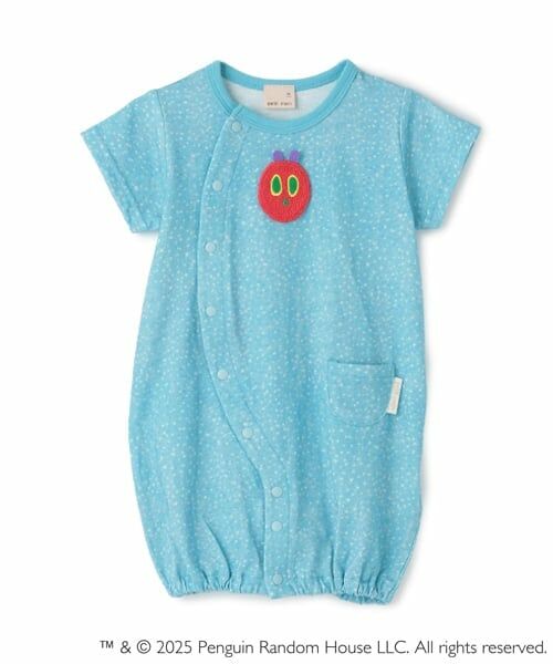 petit main / プティマイン ロンパース | 【はらぺこあおむし】総柄2WAYオール（サックス）