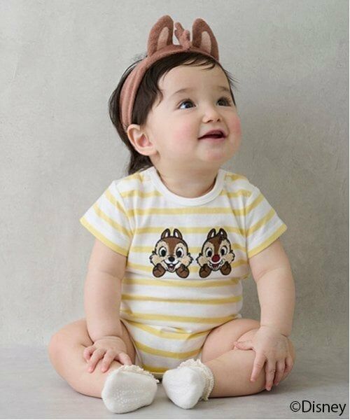 petit main / プティマイン ロンパース | 【Disney】ヘアバンドつきロンパース（黄）