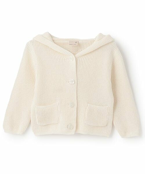 petit main / プティマイン ベビー・キッズウエア | 耳つきカーディガン（生成）