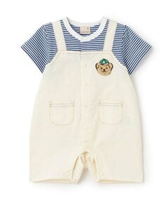 petit main / プティマイン ロンパース | サロペ風半袖カバーオール