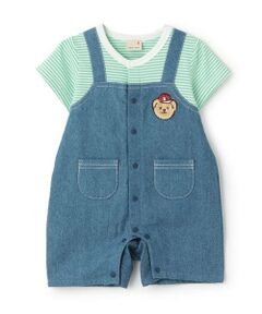 petit main / プティマイン ロンパース | サロペ風半袖カバーオール