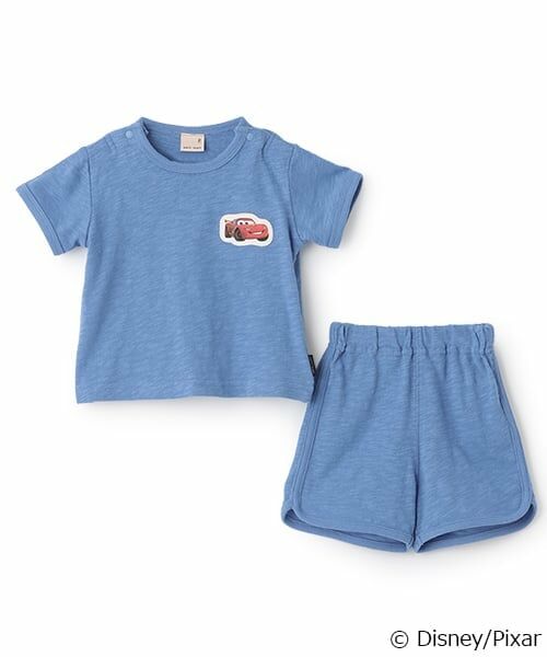 petit main / プティマイン ベビー・キッズウエア | 【Disney】アップリケセットアップ（ブルー）