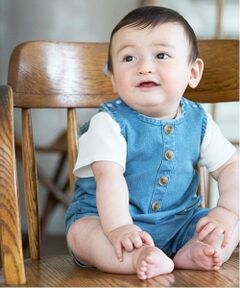 petit main / プティマイン ロンパース | デニムショートオール