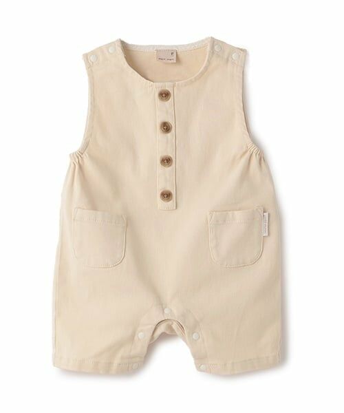 petit main / プティマイン ロンパース | デニムショートオール（アイボリー）