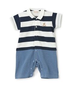 petit main / プティマイン ロンパース | 【リンク】半袖ラガーカバーオール