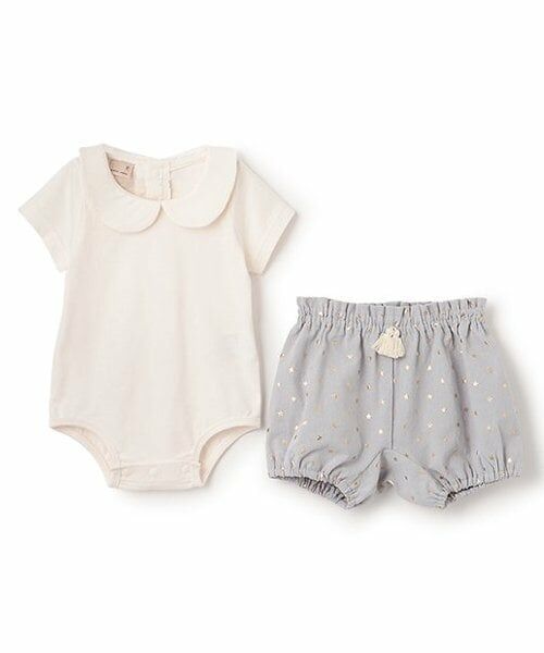 petit main / プティマイン ベビー・キッズウエア | 衿つきロンパース＋パンツセット（オフ ホワイト）