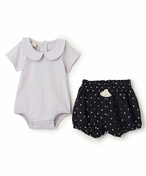 petit main / プティマイン ベビー・キッズウエア | 衿つきロンパース＋パンツセット（ライト ブルー）