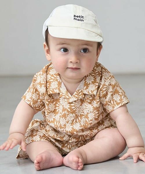 petit main / プティマイン ベビー・キッズウエア | 【リンク】総柄セットアップ(ベビー)（ベージュ）