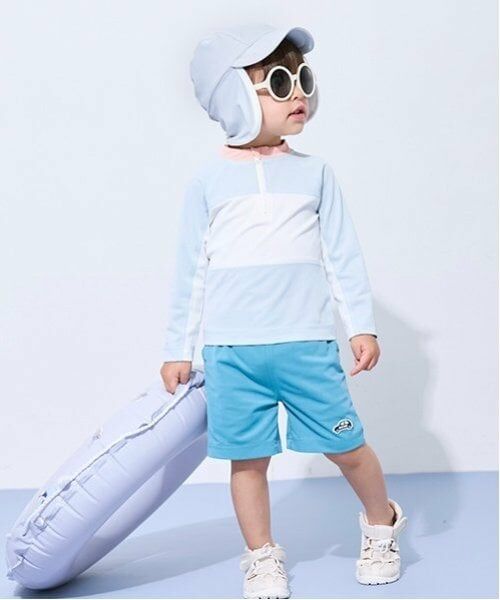 petit main / プティマイン 水着・スイムグッズ | 【SWIM】BOYSバイカラーセットアップ水着（エメラルド グリーン）