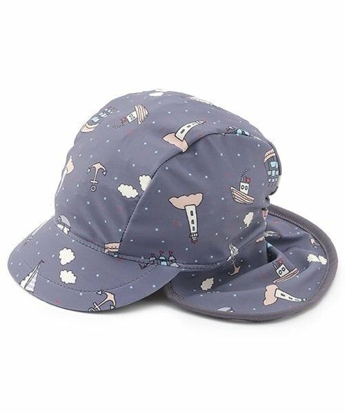 petit main / プティマイン 水着・スイムグッズ | 【SWIM】総柄日除けスイムキャップ（チャコール）