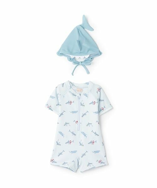 petit main / プティマイン 水着・スイムグッズ | 【SWIM】なりきりキャップつき総柄水着（ライト ブルー）