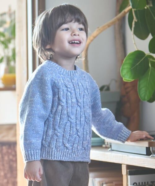 petit main / プティマイン ニット・セーター | 【ウォッシャブル】MIX糸ニット（ブルー）