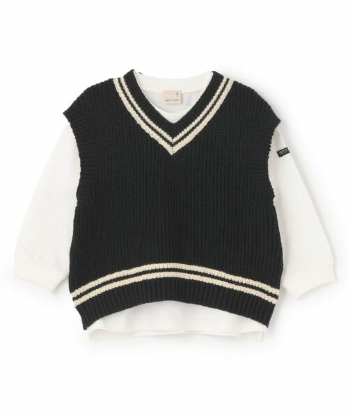 petit main / プティマイン ニット・セーター | 【ウォッシャブル】ニットベストセット（黒）