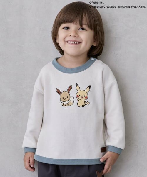 petit main / プティマイン Tシャツ | 【モンポケ】接結アップリケ長袖T（アイボリー）