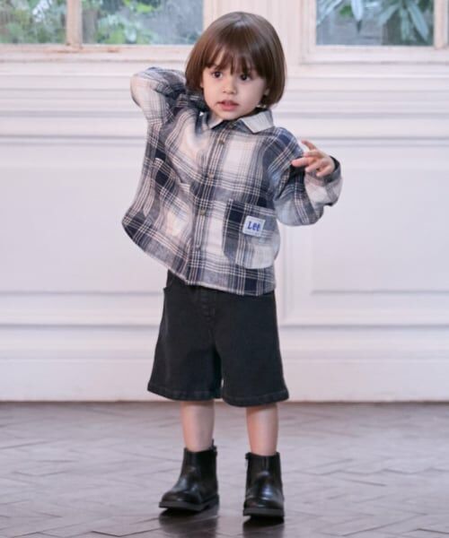 petit main / プティマイン シャツ・ブラウス | 【Lee】デニム・チェックシャツ | 詳細1