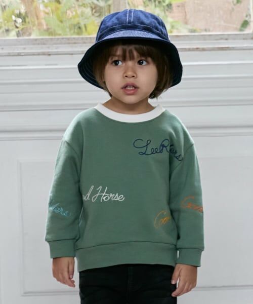 petit main / プティマイン スウェット | 【Lee】ロゴ刺繍トレーナー（グリーン）