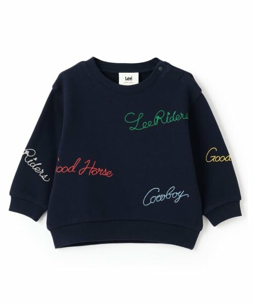 petit main / プティマイン スウェット | 【Lee】ロゴ刺繍トレーナー（紺）