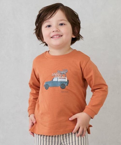 petit main / プティマイン Tシャツ | 【プティプラ】BOYS長袖Tシャツ（キャメル）
