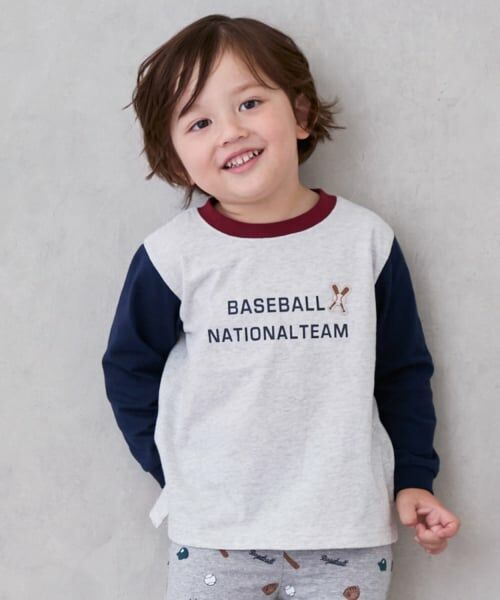 petit main / プティマイン Tシャツ | 【プティプラ】BOYS長袖Tシャツ（シロ杢）