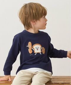 petit main / プティマイン Tシャツ | 【パンどろぼう】アップリケ長袖Tシャツ